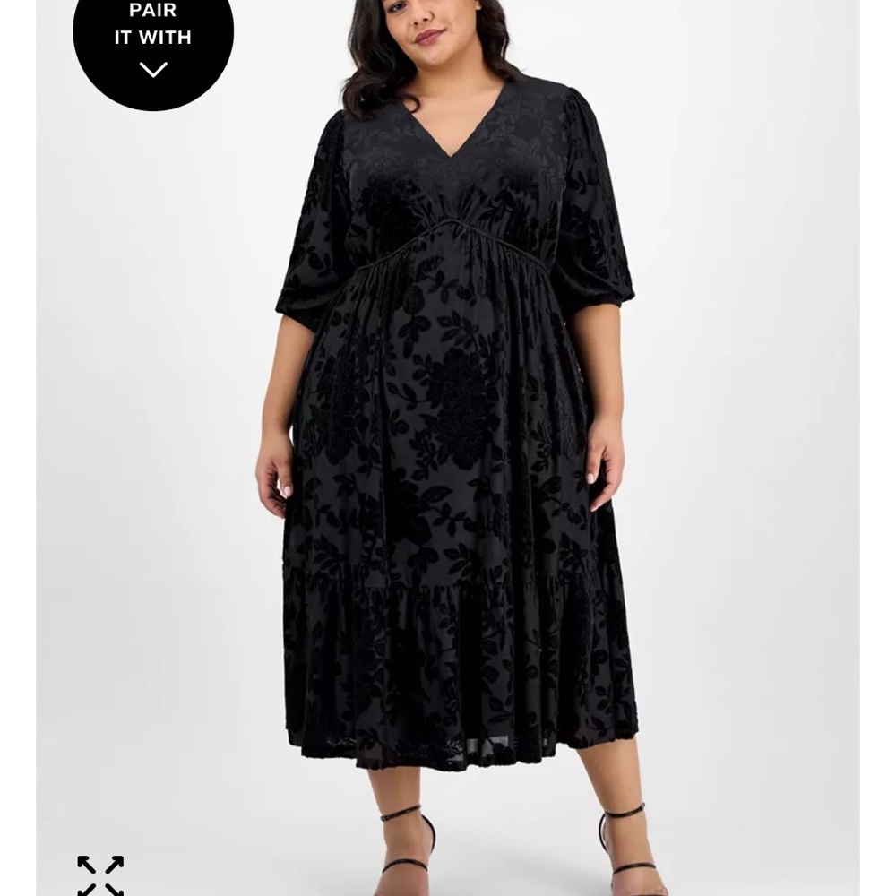 Elegant Black Floral Midi Dress